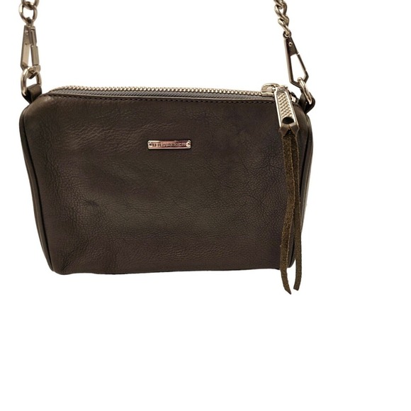 Rebecca Minkoff Gray Crossbody Leather Mini 5 Zip Convertible Bag Handbag - Picture 11 of 12